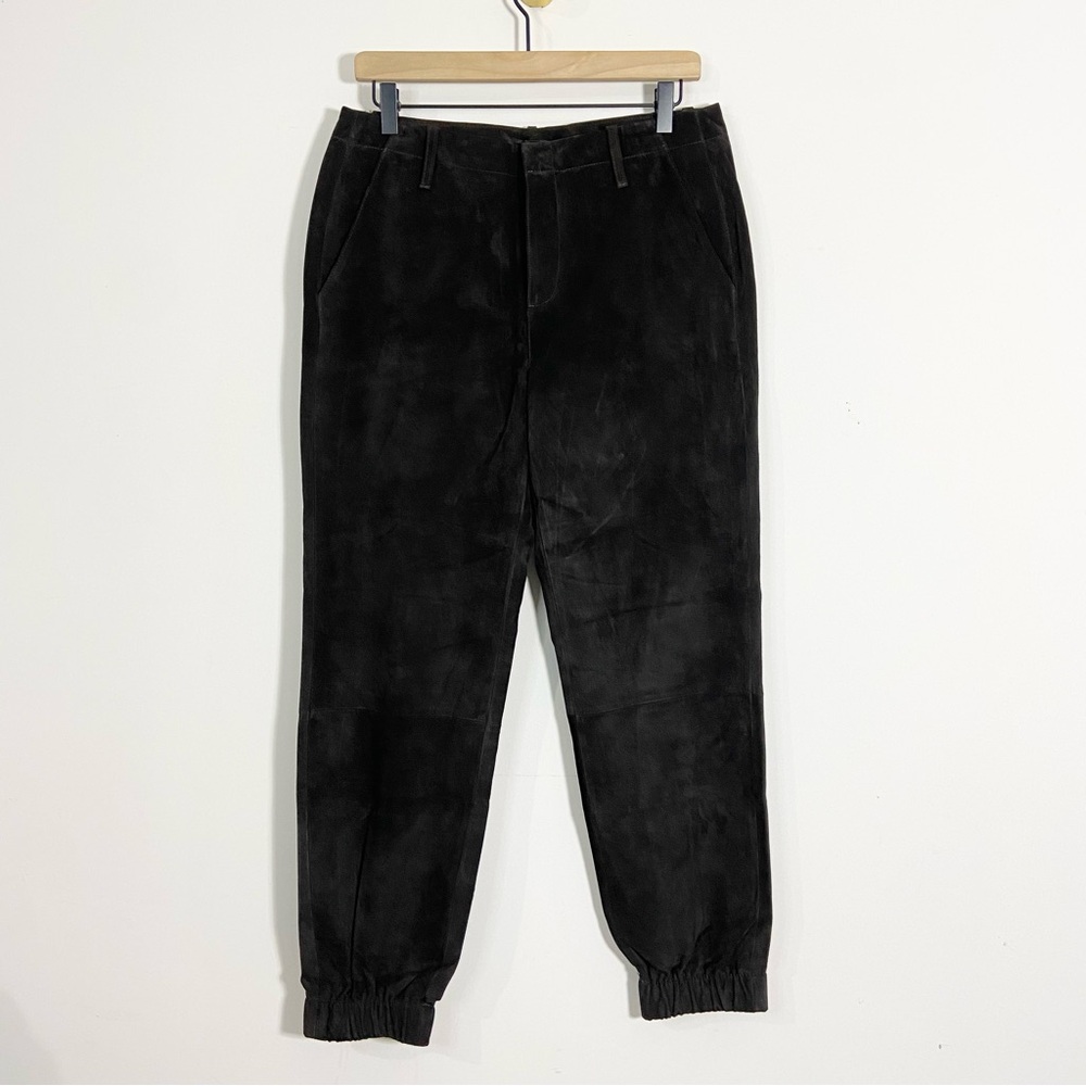 Danier Dark Brown Suede Leather High Rise Jogger Pants